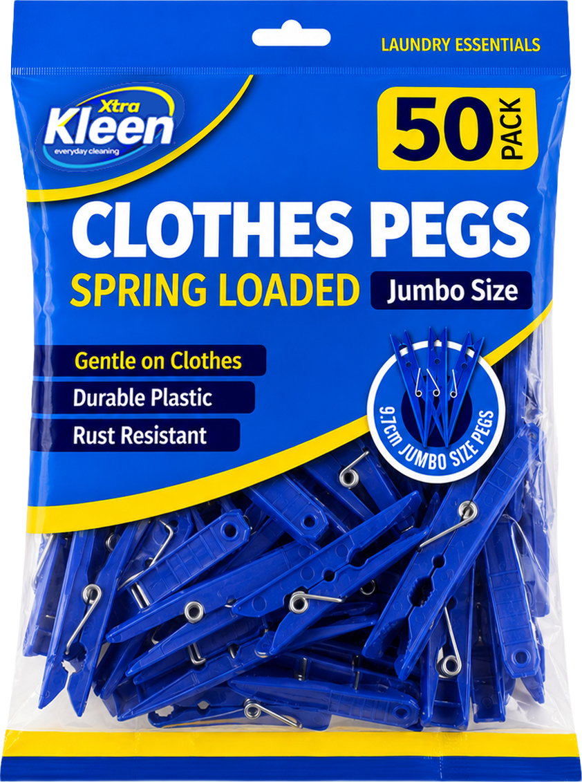 Clothes Pegs Spring Loaded Jumbo 50 Pack — Xtra Kleen Laundry Care