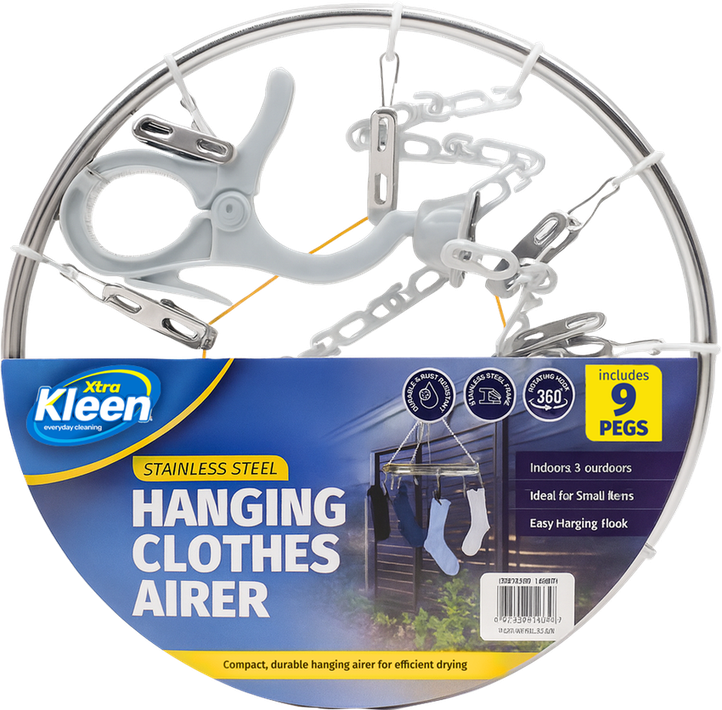 Hanging Clothes Airer with 9 Pegs — Xtra Kleen Laundry Care