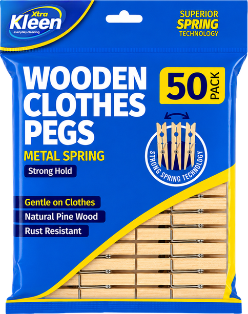 Wooden Clothes Pegs 50 Pack — Xtra Kleen Laundry Care