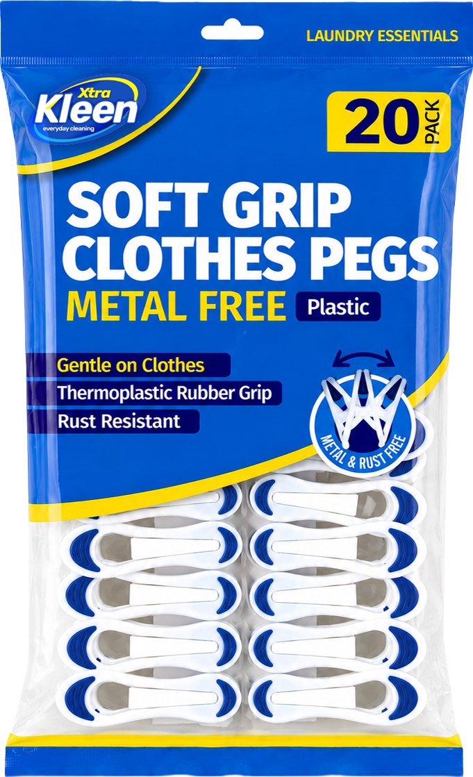 Soft Grip Clothes Pegs Metal Free 20 Pack — Xtra Kleen Laundry Care