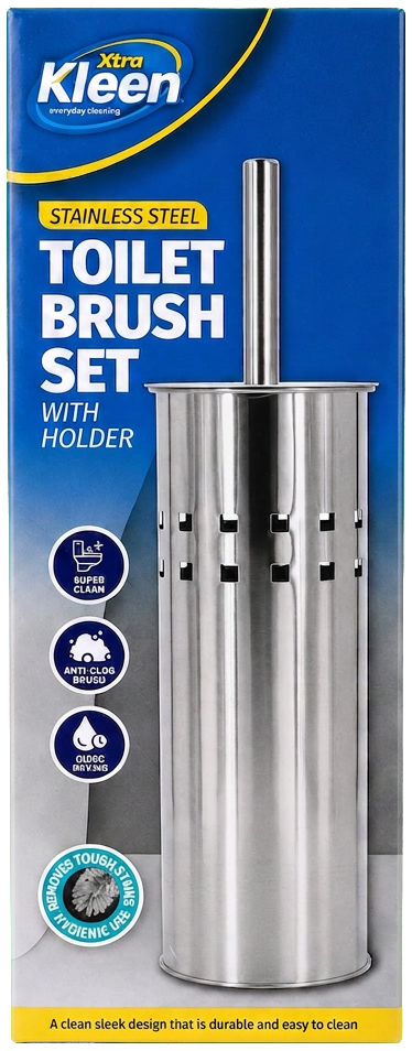 Toilet Brush Set with Holder - Stainless Steel — Xtra Kleen Bathroom Cleaning